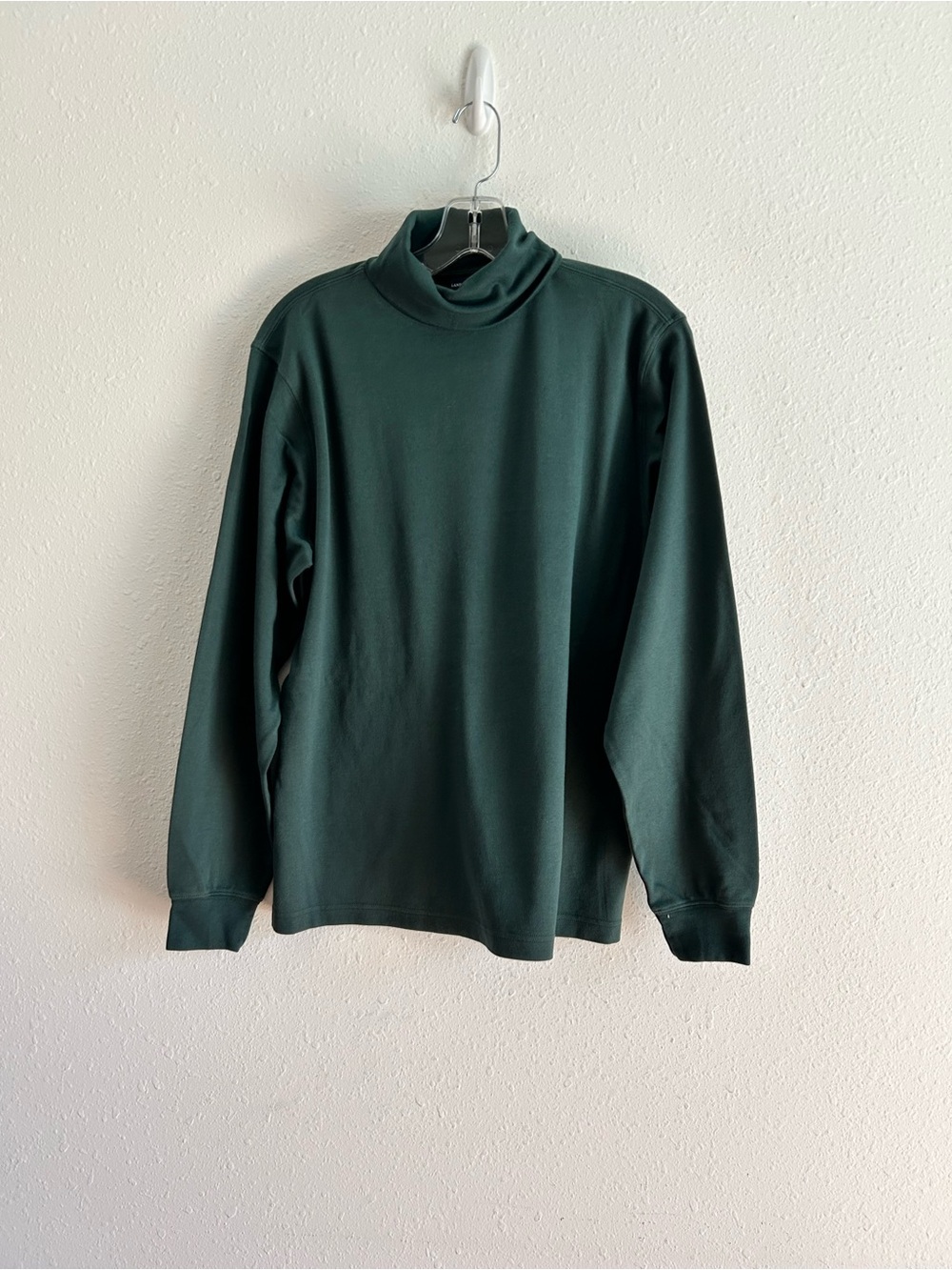 Vintage Lands End Turtleneck Shirt Mens Size Medium Green Cotton